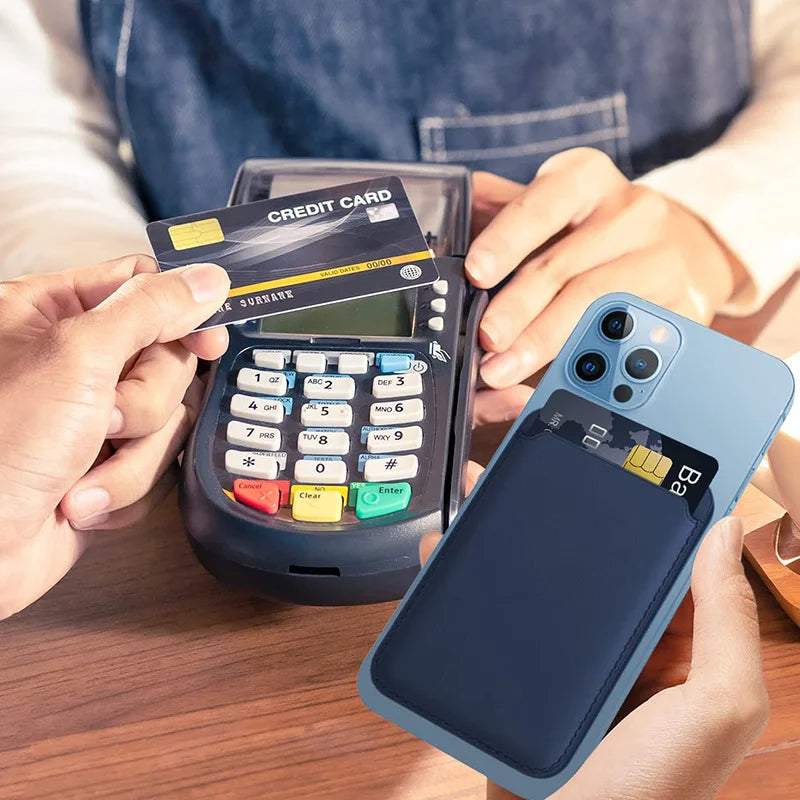 Porte-cartes Magnétique en Cuir pour iPhone 12 à 17 & Samsung S24/S25