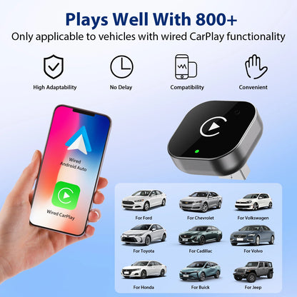 Pionray 2in1 Wireless CarPlay Adapter Android Auto Car Intelligent Systems Plug&Play For VW Toyota Nissan Honda Ford Benz
