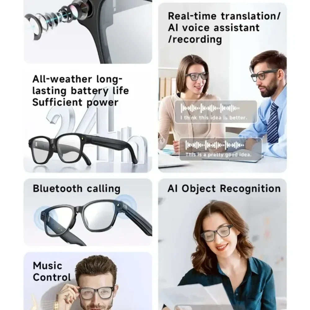 OPPO New Version AI Smart Glasses with 8MP Pixel Take Video Picture 4GB WiFi Contact AI ChatGPT Translation Smart Sunglass